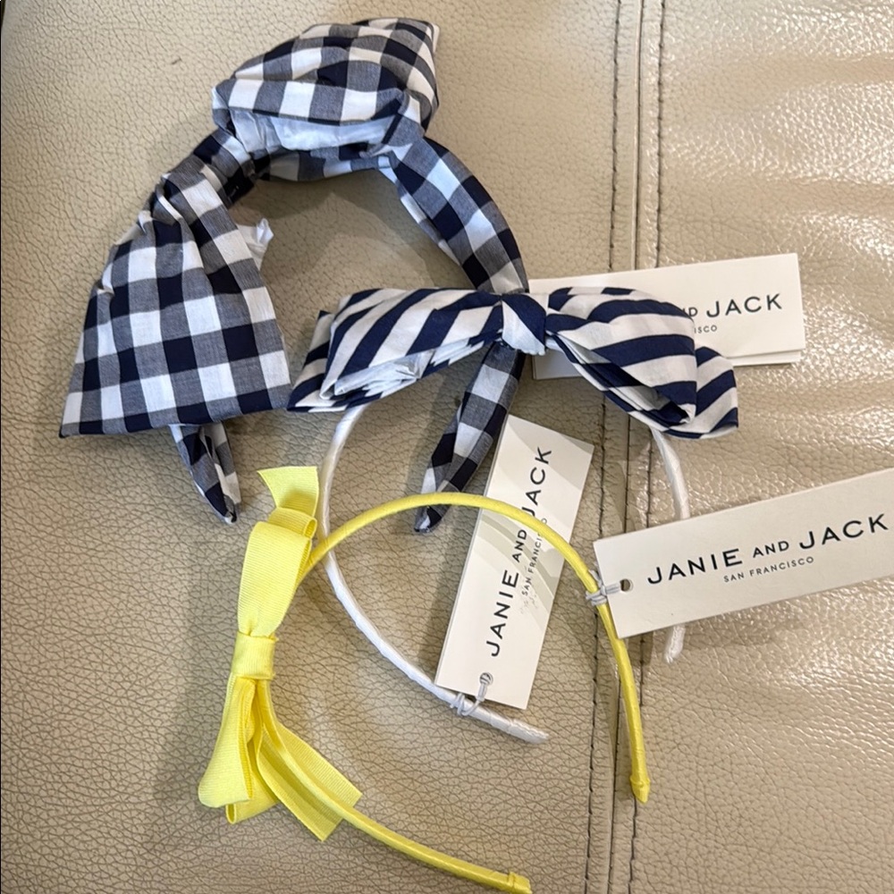Janie and Jack Blue and White Hair Accessories Set